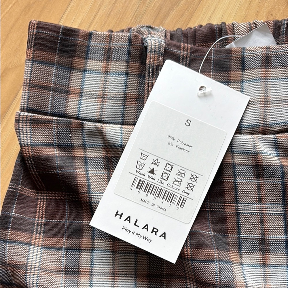HALARA Brown and Cream Plaid Pants - Picture 3 of 7